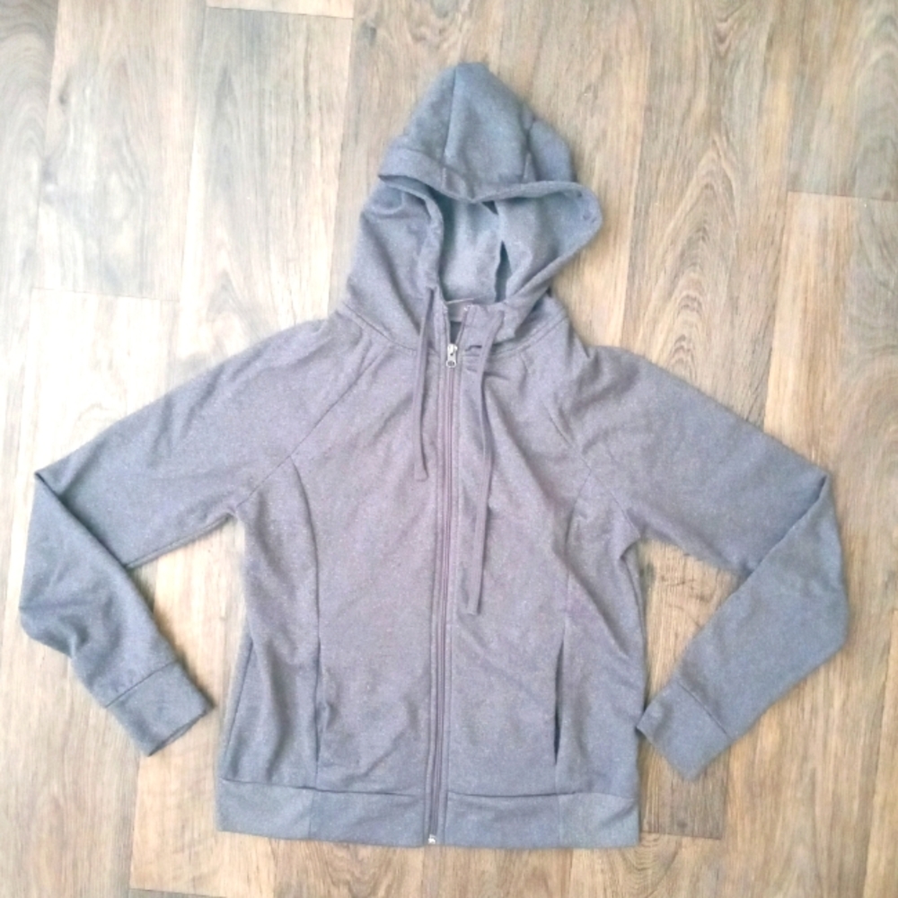 Daisy Fuentes Women's Hoodie Medium Pullover Activewear Heathered Top Gray
